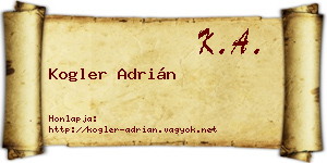 Kogler Adrián névjegykártya